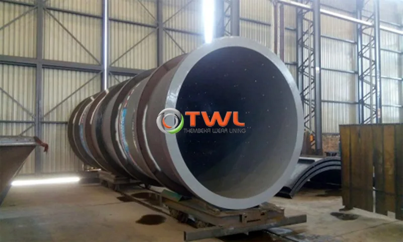 Large industrial vessel prepared for a TWL wear lining application
